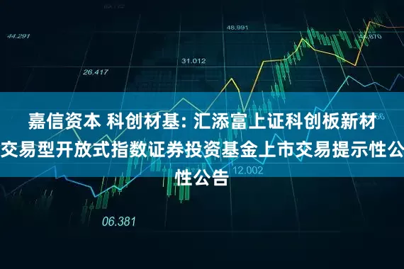 嘉信资本 科创材基: 汇添富上证科创板新材料交易型开放式指数证券投资基金上市交易提示性公告